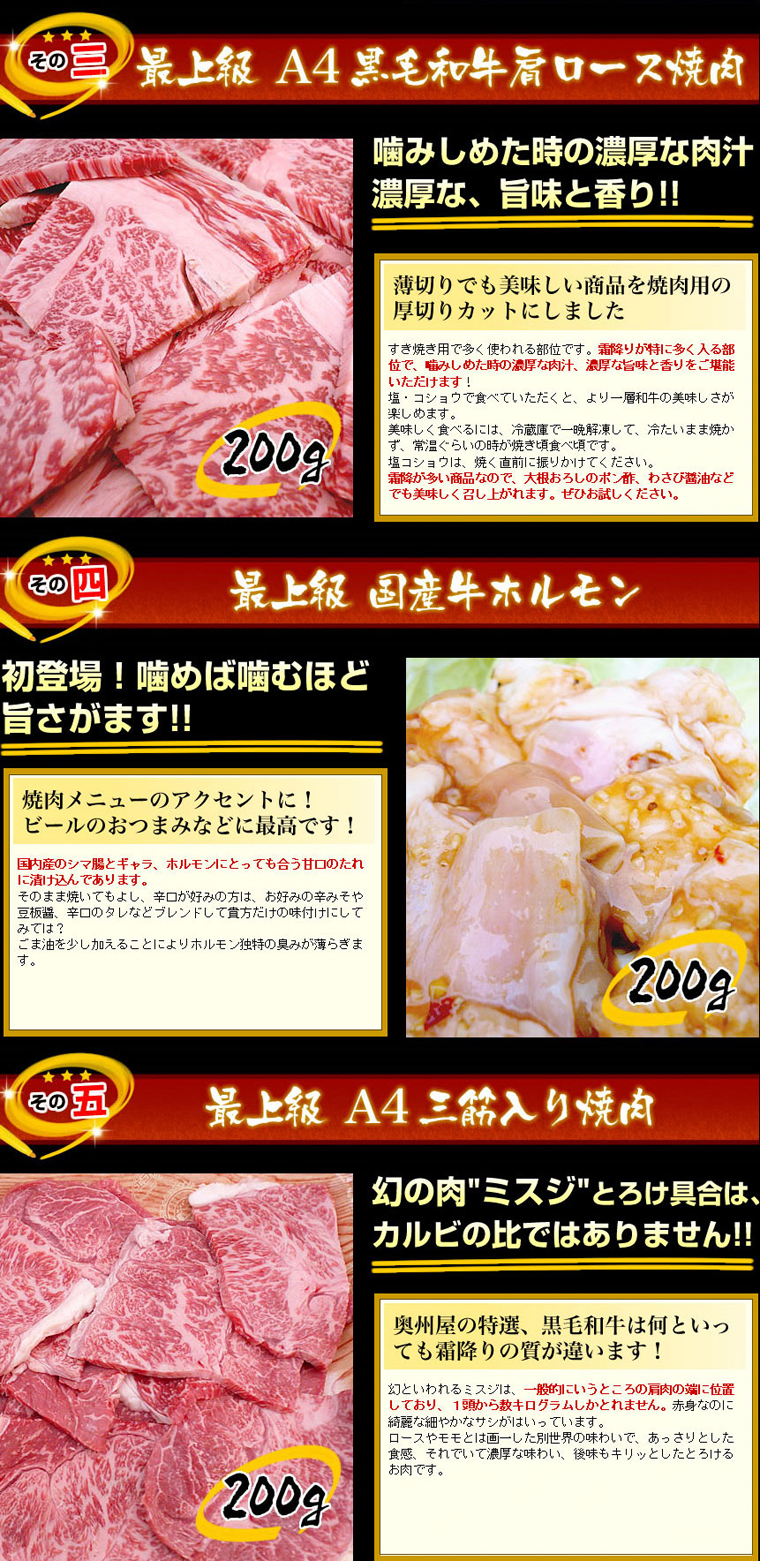 黒毛和牛のセット!1kg保証焼肉福袋