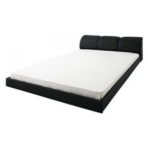 モダンデザインフロアベッド 【Regno】 レグノ 【国産ポケットコイルマットレス付き】 ダブル ブラック