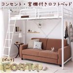 コンセント宮棚付きロフトベッド【Porta】ポルタ【フレームのみ】 ホワイト