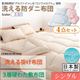 敷布団4点セット シングル【フルリオ】ブルー 東洋紡素材「アルファイン(R)」&「コンフォロフト(R)」使用 洗える防ダニ布団Flulio【フルリオ】4点セット 洗える掛け布団 3層硬わた敷布団タイプ