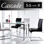 モダンデザインガラスダイニング【CASCADE】カスケード／5点セットBタイプ（テーブル+カンチレバーチェア×4） ホワイトガラス ホワイト