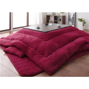 ボリュームが選べる!マイクロファイバーこたつ布団2点セット すっきりタイプ 6尺長方形 ワインレッド