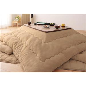 ボリュームが選べる！マイクロファイバーこたつ布団2点セット すっきりタイプ 6尺長方形 ナチュラルベージュ