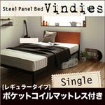 スチールパネルベッド【Vindies】ヴィンディーズ【ポケットコイルマットレス：レギュラー付き】シングル ブラウン×ブラック