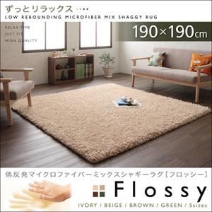 低反発マイクロファイバーシャギーラグ【Flossy】フロッシー 190×190cm アイボリー