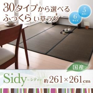 30タイプから選べる国産ふっくらい草ラグ【Sidy】シディ 261×261cm パープル