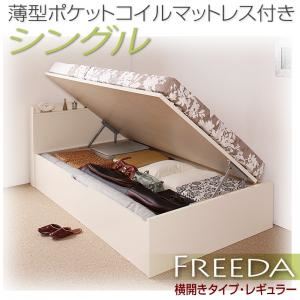 収納ベッド レギュラー シングル【横開き】【Freeda】【薄型ポケットコイルマットレス付】 ダークブラウン 新開閉タイプが選べるガス圧式跳ね上げ大容量収納ベッド【Freeda】フリーダの詳細を見る 収納ベッド レギュラー シングル【横開き】【Freeda】【薄型ポケットコイルマットレス付】 ダークブラウン 新開閉タイプが選べるガス圧式跳ね上げ大容量収納ベッド【Freeda】フリーダの詳細を見る