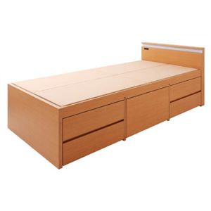 モダンライト・コンセント付きチェストベッド 【Delicia】 デリシア 【フレームのみ】 セミダブル ナチュラルの画像1