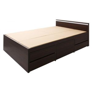 モダンライト・コンセント付きチェストベッド 【Delicia】 デリシア 【フレームのみ】 セミダブル ダークブラウンの画像1