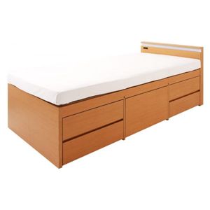 モダンライト・コンセント付きチェストベッド 【Delicia】 デリシア 【三つ折りポケットコイルマットレス付き】 シングル ナチュラルの画像1