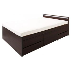 モダンライト・コンセント付きチェストベッド 【Delicia】 デリシア 【三つ折りポケットコイルマットレス付き】 ダブル ダークブラウンの画像1