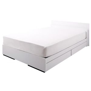 モダンライト付き収納ベッド 【Silky】 シルキー 【ポケットコイルマットレス付】 ダブル ホワイトの画像1