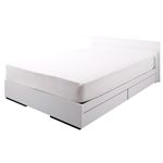 モダンライト付き収納ベッド 【Silky】 シルキー 【国産ポケットコイルマットレス付】 セミダブル ホワイトの画像