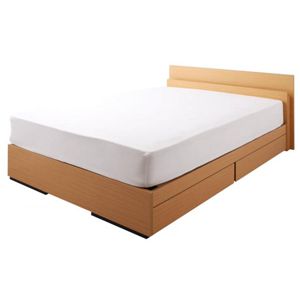 モダンライト付き収納ベッド 【Madera】 マデーラ 【国産ポケットコイルマットレス付】 シングル ナチュラルの画像1