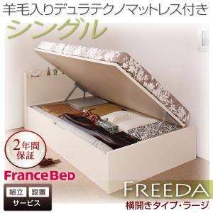 【組立設置費込】 収納ベッド ラージ シングル【横開き】【Freeda】【羊毛デュラテクノマットレス付】 ダークブラウン 新 開閉タイプが選べるガス圧式跳ね上げ大容量収納ベッド【Freeda】フリーダの詳細を見る