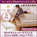 北欧デザインベッド【Noora】ノーラ【マルチラススーパースプリングマットレス付き：シングル：フルレイアウト】シングルフレーム ナチュラル