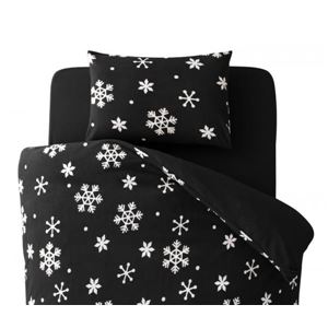 布団カバーセット シングル 柄：雪 カラー：ブラック 32色柄から選べるスーパーマイクロフリースカバーシリーズ ベッド用3点セット - 拡大画像