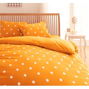 布団カバーセット シングル 柄：ドット カラー：オレンジ 32色柄から選べるスーパーマイクロフリースカバーシリーズ ベッド用3点セット - 拡大画像