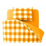 布団カバーセット シングル 柄：チェック カラー：オレンジ 32色柄から選べるスーパーマイクロフリースカバーシリーズ ベッド用3点セット
