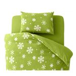 布団カバーセット セミダブル 柄：雪 カラー：グリーン 32色柄から選べるスーパーマイクロフリースカバーシリーズ ベッド用3点セット