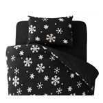 布団カバーセット セミダブル 柄：雪 カラー：ブラック 32色柄から選べるスーパーマイクロフリースカバーシリーズ ベッド用3点セット
