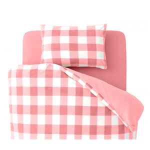 布団カバーセット セミダブル 柄：チェック カラー：ピンク 32色柄から選べるスーパーマイクロフリースカバーシリーズ ベッド用3点セット - 拡大画像
