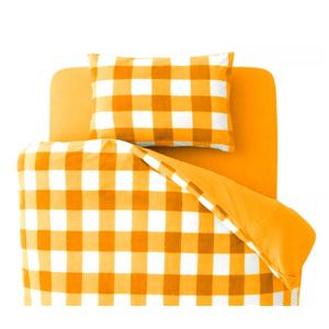 布団カバーセット ダブル 柄：チェック カラー：オレンジ 32色柄から選べるスーパーマイクロフリースカバーシリーズ ベッド用3点セット - 拡大画像