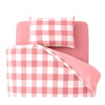 布団カバーセット クイーン 柄：チェック カラー：ピンク 32色柄から選べるスーパーマイクロフリースカバーシリーズ ベッド用3点セット