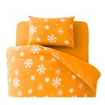 布団カバーセット シングル 柄：雪 カラー：オレンジ 32色柄から選べるスーパーマイクロフリースカバーシリーズ 和式用3点セット