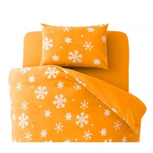 布団カバーセット セミダブル 柄：雪 カラー：オレンジ 32色柄から選べるスーパーマイクロフリースカバーシリーズ 和式用3点セット - 拡大画像