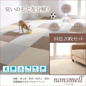 タイルカーペット 同色20枚入り【nonsmell】ブラック 消臭・撥水・防汚・防ダニ・防炎・制電機能付きタイルカーペット【nonsmell】ノンスメル - 拡大画像