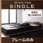 照明＆隠し収納付き！モダンデザインフロアベッド【dignitas】ディニタス【フレームのみ】シングル ブラック