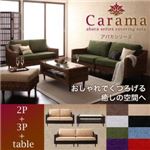 アバカシリーズ【Carama】カラマ 2人掛け+3人掛け+テーブル ブラウン／グリーン