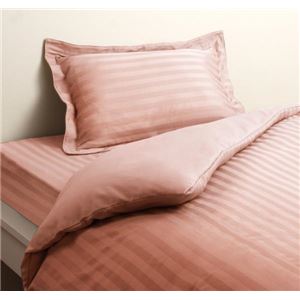 布団カバーセット シングル ベビーピンク 9色から選べるホテルスタイル ストライプサテンカバーリング ベッド用セット - 拡大画像