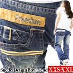 オールシーズン穿ける！スエード使いのボーイフレンドデニム XXL インディゴ