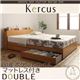 収納ベッド ダブル【Kercus】【国産ポケットコイルマットレス付き】 ナチュラル 棚・コンセント付き収納ベッド【Kercus】ケークス