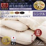 日本製防カビ消臭 フランス産ホワイトダックダウンエクセルゴールドラベル羽毛布団8点セットFelicia【フェリシア】硬綿入り極厚ボリューム シングル アイボリー