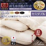日本製防カビ消臭 フランス産ホワイトダックダウンエクセルゴールドラベル羽毛布団8点セットFelicia【フェリシア】硬綿入り極厚ボリューム セミダブル モカブラウン