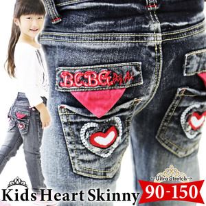 ハートが可愛い美脚スキニージーンズ（キッズ）120 インディゴ