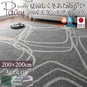 ラグマット 200×200cm【pavey】グリーンブルー 夏涼しく冬あたたかい 国産モダンデザインラグ【pavey】パヴィ - 拡大画像