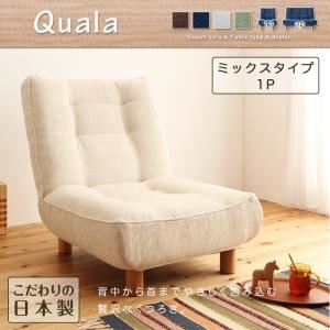 ハイバックリクライニングカウチソファ【Quala】クアラ 1P　ミックスタイプ (カラー：ネイビー) (脚：14cm天然木脚)