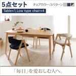 天然木タモ無垢材ダイニング【Cyfri】シフリ　5点セットA (チェアカラー：ネイビー)