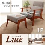 ハイバックリクライニング木肘ソファ【Luce】ルーチェ 1P (カラー：グレー)