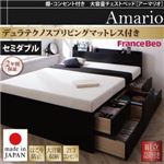 【組立設置】チェストベッド セミダブル【Armario】【デュラテクノスプリングマットレス付き】ブラック 棚・コンセント付き 大容量チェストベッド【Armario】アーマリオ