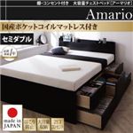 チェストベッド セミダブル【Armario】【国産ポケットコイルマットレス付き】ブラック 棚・コンセント付き 大容量チェストベッド【Armario】アーマリオ