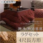 【本体別売】こたつ布団セット 掛け・ラグセット 【RAPHEE】 4尺長方形 掛け布団カラー：ベージュ 敷き布団カラー：ブラウン 敷き布団が選べる！ ざっくり素材のこたつ布団セット【RAPHEE】ラフィ