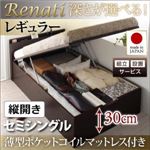 【組立設置】収納ベッド セミシングル・レギュラー【縦開き】【Renati】【薄型ポケットコイルマットレス付】ダークブラウン 国産跳ね上げ収納ベッド【Renati】レナーチ