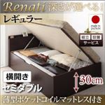 【組立設置】収納ベッド セミダブル・レギュラー【横開き】【Renati】【薄型ポケットコイルマットレス付】ダークブラウン 国産跳ね上げ収納ベッド【Renati】レナーチ