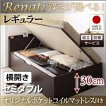 【組立設置】収納ベッド セミダブル・レギュラー【横開き】【Renati】【オリジナルポケットコイルマットレス付】ダークブラウン 国産跳ね上げ収納ベッド【Renati】レナーチ