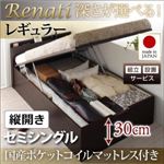 【組立設置】収納ベッド セミシングル・レギュラー【縦開き】【Renati】【国産ポケットコイルマットレス付】ダークブラウン 国産跳ね上げ収納ベッド【Renati】レナーチ